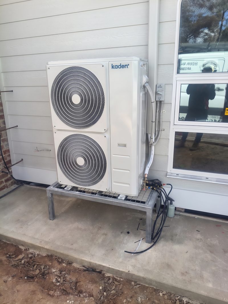 Twin fan ducted outdoor unit on a stand